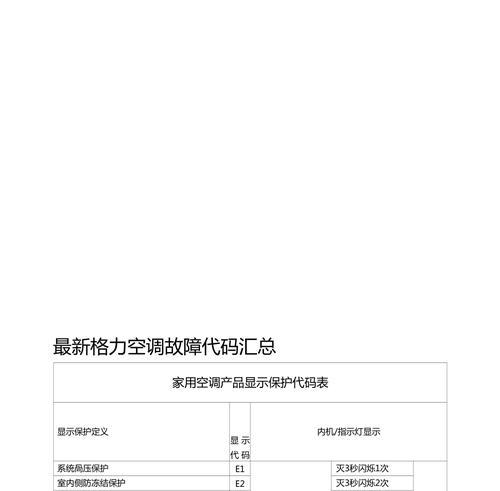 奥克斯空调故障代码表大全——解读常见故障代码（掌握故障代码）